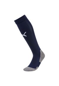 Getry piłkarskie Puma Liga Core Socks. Kolor: niebieski. Materiał: poliester, bawełna, elastan. Sport: piłka nożna