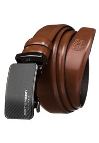 Pasek męski Peterson PTN A002 BROWN brązowy. Kolor: brązowy. Materiał: jeans, skóra