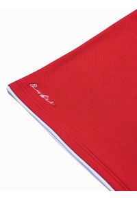 Ombre Clothing - Koszulka męska polo bawełniana S1382 - czerwona - XXL. Typ kołnierza: polo. Kolor: czerwony. Materiał: bawełna. Wzór: nadruk. Styl: klasyczny #3