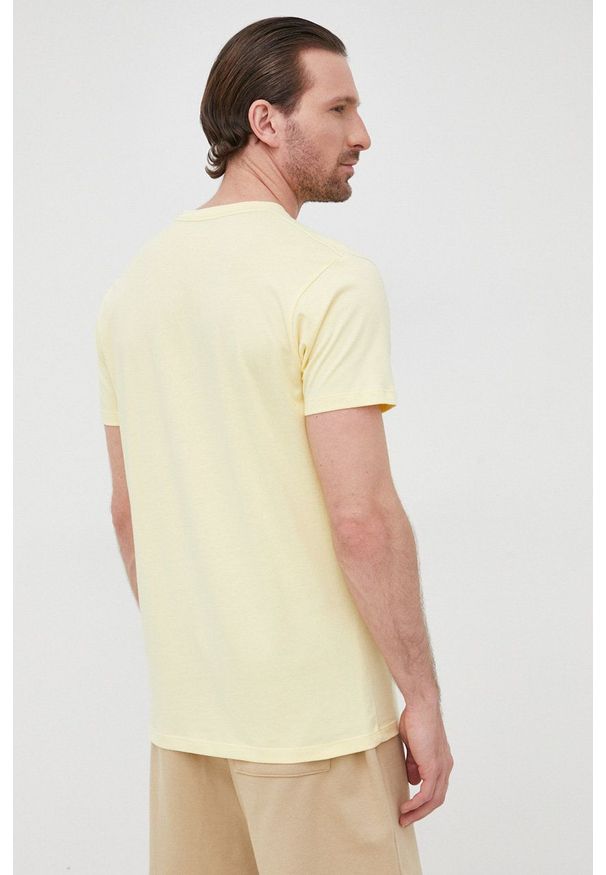 Pepe Jeans t-shirt bawełniany EGGO V N kolor żółty z nadrukiem. Kolor: żółty. Materiał: bawełna. Wzór: nadruk