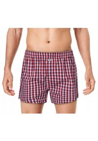 Luźne Męskie Bokserki, Bawełniane - Pako Jeans - Czerwień, Kratka. Kolor: czerwony. Materiał: bawełna. Wzór: kratka #3