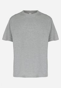 Born2be - Szary Bawełniany T-shirt z Krótkim Rękawem Lutokia. Okazja: na co dzień. Kolor: szary. Materiał: bawełna. Długość rękawa: krótki rękaw. Długość: krótkie. Wzór: jednolity, aplikacja, gładki. Styl: casual #6