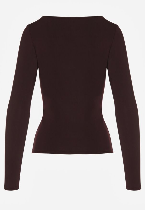 Born2be - Bordowa Bluzka z Wiskozą z Długim Rękawem i Kwadratowym Dekoltem Alexussi. Okazja: na co dzień, do pracy. Typ kołnierza: dekolt kwadratowy. Kolor: czerwony. Materiał: wiskoza. Długość rękawa: długi rękaw. Długość: długie. Styl: casual, klasyczny