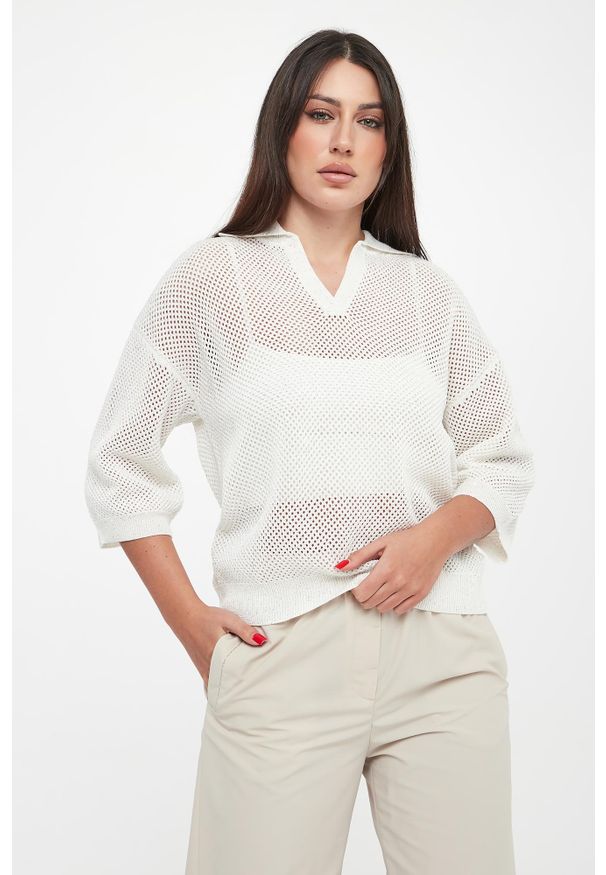 Sweter damski z kołnierzem polo PESERICO. Typ kołnierza: polo