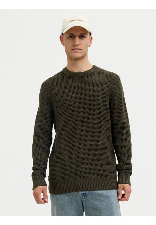 Jack & Jones Sweter Global 12287594 Zielony Regular Fit. Kolor: zielony. Materiał: bawełna