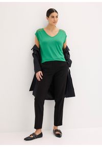 bonprix - Koszulka z miękkiej mieszanki wiskozy. Kolor: zielony. Materiał: wiskoza, koronka. Wzór: koronka #3