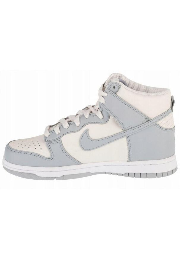 Nike - Damskie Skórzane Buty Sportowe Dunk O Wysokim Kroju. Kolor: biały. Materiał: skóra. Sezon: zima. Styl: sportowy