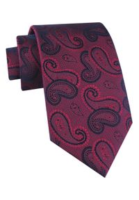 Jedwabny Krawat Męski - His Story - Głęboka Czerwień, Duże Paisley. Kolor: czerwony. Materiał: jedwab. Wzór: paisley. Styl: klasyczny, elegancki