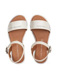 Calvin Klein Jeans Sandały Flat Sandal V3A2-80824-1688 M Biały. Kolor: biały. Materiał: skóra