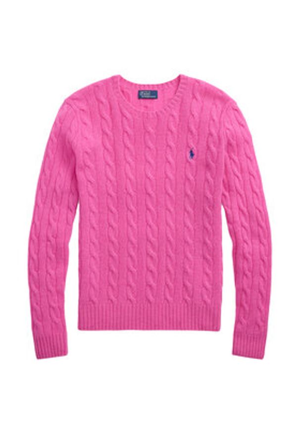 Polo Ralph Lauren Sweter 211971865008 Różowy Slim Fit. Typ kołnierza: polo. Kolor: różowy. Materiał: wełna