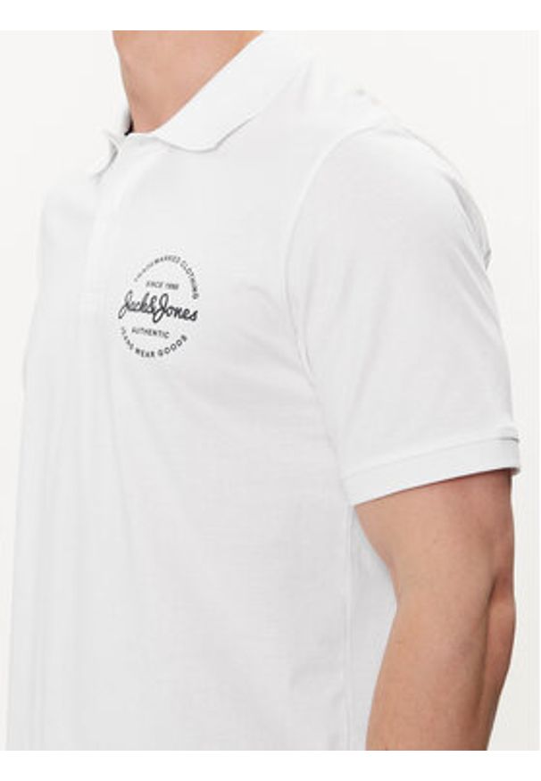 Jack & Jones - Jack&Jones Polo Forest 12248621 Biały Standard Fit. Typ kołnierza: polo. Kolor: biały. Materiał: bawełna