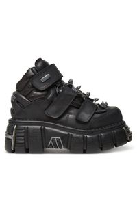 NEW ROCK Botki M-285C-S1 Czarny. Kolor: czarny. Materiał: skóra. Styl: rockowy #1