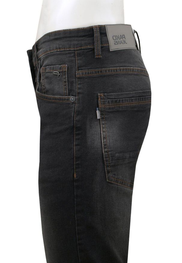 Jeansowe Męskie Szorty (Krótkie Spodenki) - Pako Jeans - Grafitowe. Kolor: szary. Materiał: bawełna, elastan. Długość: krótkie. Sezon: lato. Styl: wakacyjny