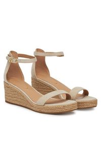 TOMMY HILFIGER - Tommy Hilfiger Espadryle Suede Ankle Mid Wedge Espadrille FW0FW08479 Beżowy. Kolor: beżowy. Materiał: zamsz, skóra #6
