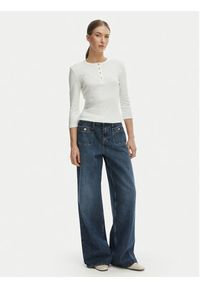 TOMMY HILFIGER - Tommy Hilfiger Bluzka WW0WW49629 Écru Slim Fit. Kolor: kremowy. Materiał: bawełna #3