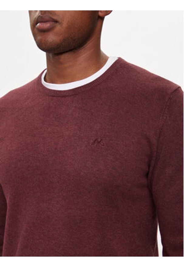 Lindbergh Sweter 30-80043 Bordowy Slim Fit. Kolor: czerwony. Materiał: wiskoza