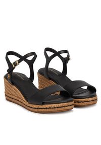 TOMMY HILFIGER - Tommy Hilfiger Espadryle Mid Wedge Espad Leather FW0FW09340 Czarny. Kolor: czarny. Materiał: skóra #2