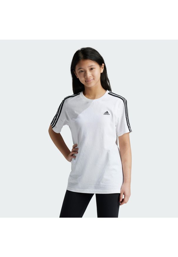 Adidas - Essentials 3-Stripes Cotton Loose Fit Boyfriend Tee. Kolor: biały, czarny, wielokolorowy