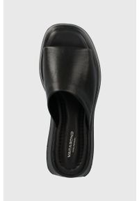 Vagabond Shoemakers klapki skórzane COURTNEY damskie kolor czarny na platformie. Kolor: czarny. Materiał: skóra. Obcas: na platformie #4