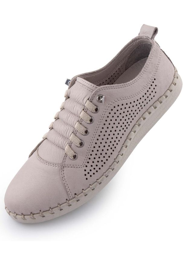 ENELL - Sneakersy skórzane Nell dla kobiet - Styl i komfort. Kolor: szary. Materiał: skóra