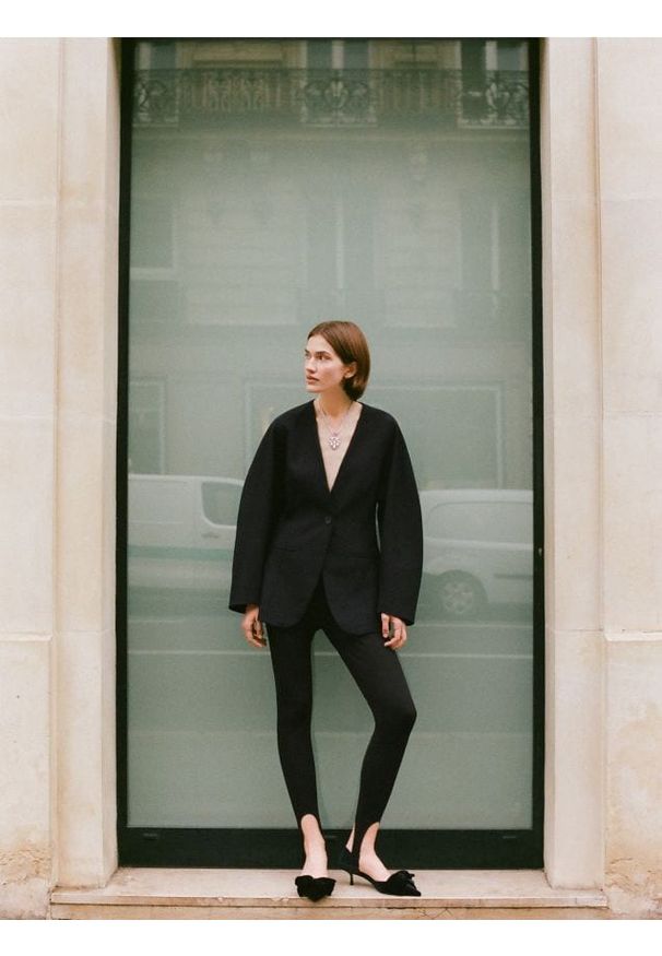 Reserved - Legginsy z wiskozą - czarny. Kolor: czarny. Materiał: wiskoza