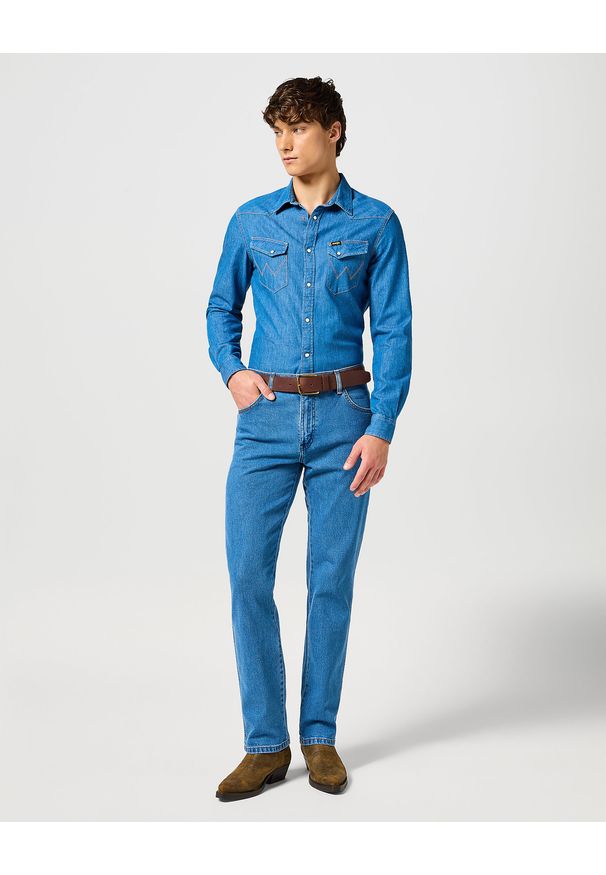 Wrangler - MĘSKI PASEK KLAMRA WRANGLER FULL GRAIN BELT DARK BROWN 112358072. Wzór: paski. Styl: klasyczny