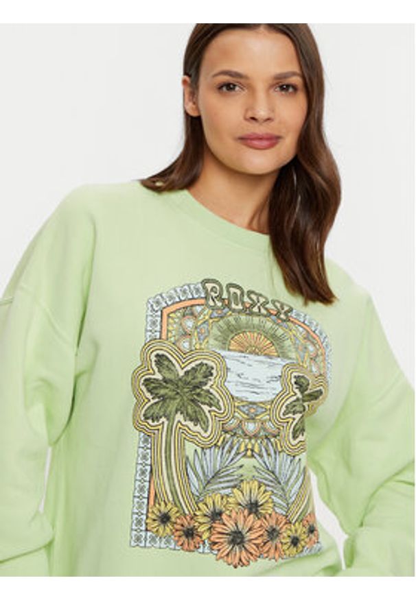 Roxy Bluza Lineup ERJFT04864 Zielony Relaxed Fit. Kolor: zielony. Materiał: bawełna