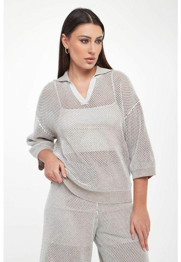 Sweter damski z kołnierzem polo PESERICO. Typ kołnierza: polo