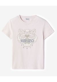 Kenzo - KENZO - Jasnoróżowa koszulka Tiger. Kolor: różowy, wielokolorowy, fioletowy. Materiał: bawełna. Wzór: aplikacja. Sezon: wiosna. Styl: klasyczny #1