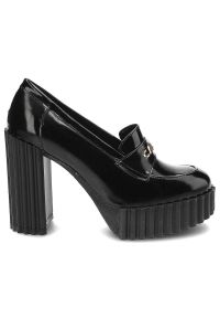 Czarne Półbuty Carinii Eleganckie Skórzane Buty Damskie. Zapięcie: bez zapięcia. Kolor: czarny. Materiał: skóra. Szerokość cholewki: normalna. Obcas: na obcasie. Styl: elegancki. Wysokość obcasa: wysoki, średni #5