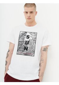 outhorn - T-shirt z nadrukiem męski. Okazja: na plażę. Materiał: materiał, bawełna. Wzór: nadruk #1
