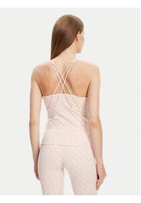 Guess Top V5YP11 MC03W Różowy Slim Fit. Kolor: różowy. Materiał: syntetyk