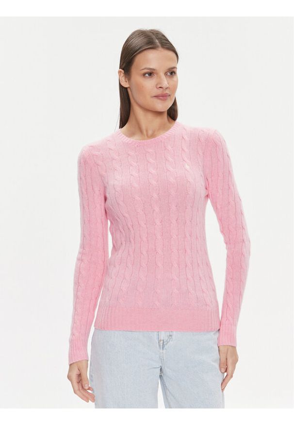 Polo Ralph Lauren Sweter 211910421017 Różowy Regular Fit. Typ kołnierza: polo. Kolor: różowy. Materiał: wełna