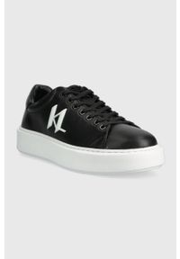 Karl Lagerfeld sneakersy skórzane MAXI KUP kolor czarny KL52215. Nosek buta: okrągły. Zapięcie: sznurówki. Kolor: czarny. Materiał: skóra #3