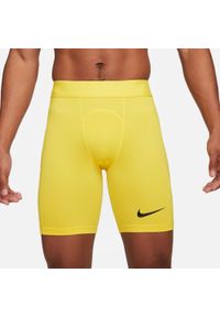 Spodnie treningowe męskie Nike Pro Drifit Strike. Kolor: czarny, wielokolorowy, żółty. Długość: krótkie. Sport: piłka nożna