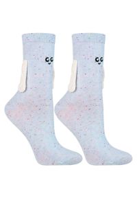 Niebieskie Damskie Skarpety Friends Moraj. Kolor: niebieski. Materiał: bawełna. Wzór: haft, kolorowy #2