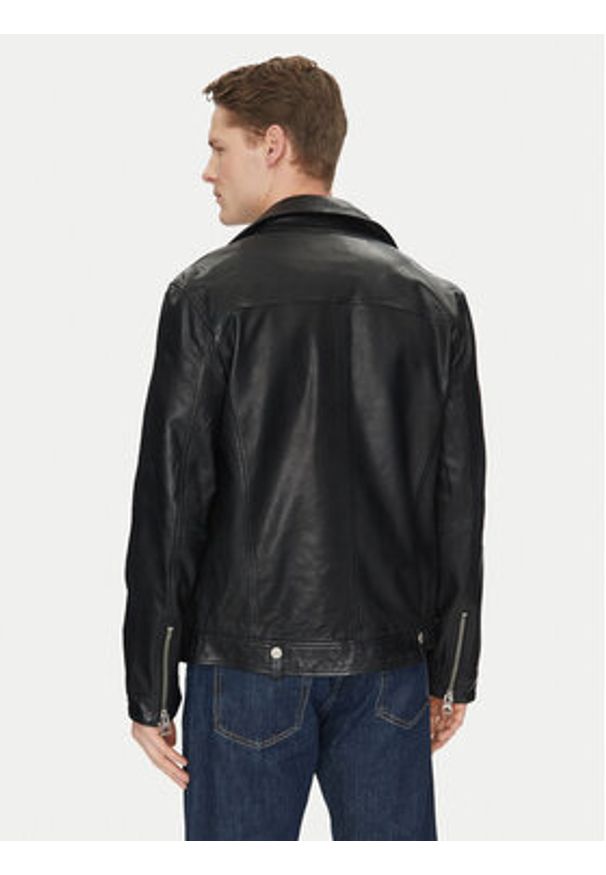 Guess Kurtka skórzana M2YL12 L0QN0 Czarny Regular Fit. Kolor: czarny. Materiał: skóra