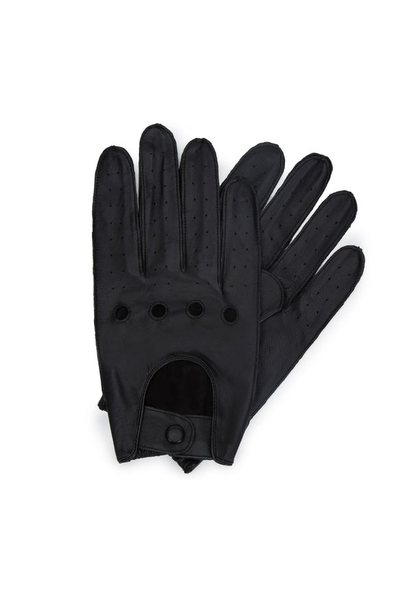 Wittchen - Męskie rękawiczki skórzane samochodowe czarne. Kolor: czarny. Materiał: skóra. Sezon: wiosna, jesień, zima. Styl: rockowy, klasyczny, elegancki