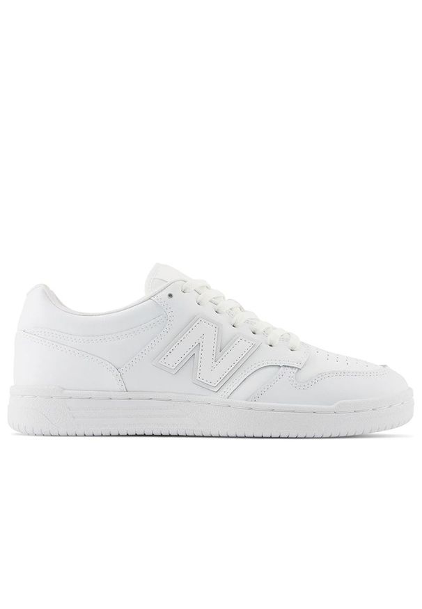 Buty unisex New Balance BB480L3W - białe. Kolor: biały. Materiał: skóra. Szerokość cholewki: normalna. Sport: koszykówka