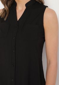 Born2be - Czarna Wiskozowa Koszula Ozdobiona Kieszeniami Lumevare. Okazja: na co dzień. Kolor: czarny. Materiał: wiskoza. Wzór: aplikacja. Styl: elegancki, casual #7