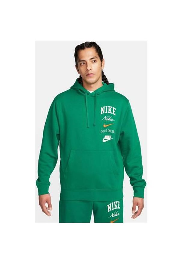 Bluzy sportowa męska Nike Club Bb Po. Typ kołnierza: kaptur. Kolor: zielony