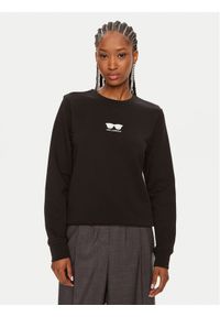 Karl Lagerfeld - KARL LAGERFELD Bluza 245W1813 Czarny Regular Fit. Typ kołnierza: dekolt w karo. Kolor: czarny. Materiał: bawełna #1