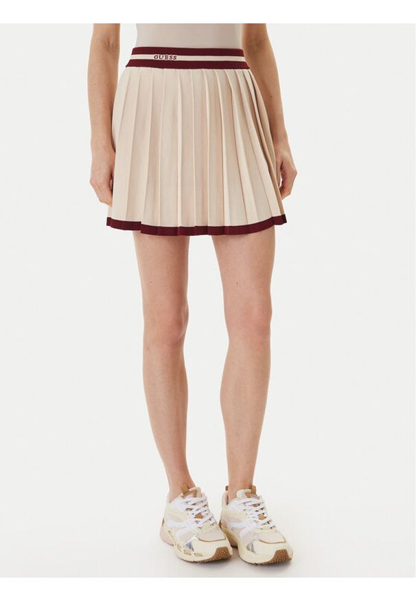 Guess Spódnica plisowana V6GD04 Z0649 Beżowy Regular Fit. Kolor: beżowy. Materiał: syntetyk