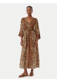 LOLA CASADEMUNT Sukienka letnia LS2616021 Brązowy Relaxed Fit. Kolor: brązowy. Materiał: wiskoza. Sezon: lato #1