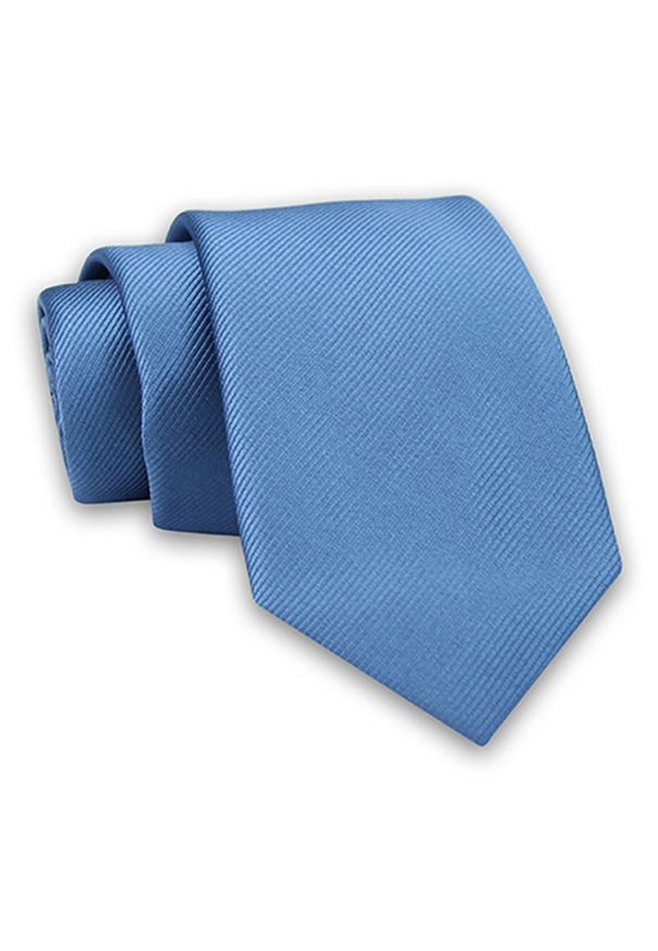 Niebieski Elegancki Klasyczny Męski Krawat -Angelo di Monti- 7 cm, Jednokolorowy, w Delikatne Prążki. Kolor: niebieski. Materiał: tkanina. Wzór: prążki. Styl: klasyczny, elegancki