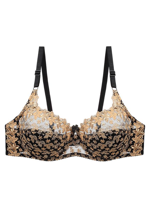 Intica - Koronkowy biustonosz półprzezroczysty na co dzień i specjalne okazje Monique. Kolor: złoty. Materiał: koronka. Wzór: koronka