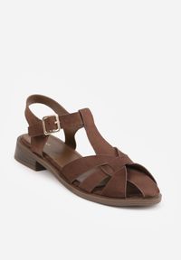Born2be - Ciemnobrązowe Sandały VICES w Stylu Retro z Przeplatanymi Paskami Haidanassa. Okazja: na co dzień, do pracy. Zapięcie: pasek. Kolor: brązowy. Materiał: len. Wzór: paski. Sezon: lato. Styl: retro #7