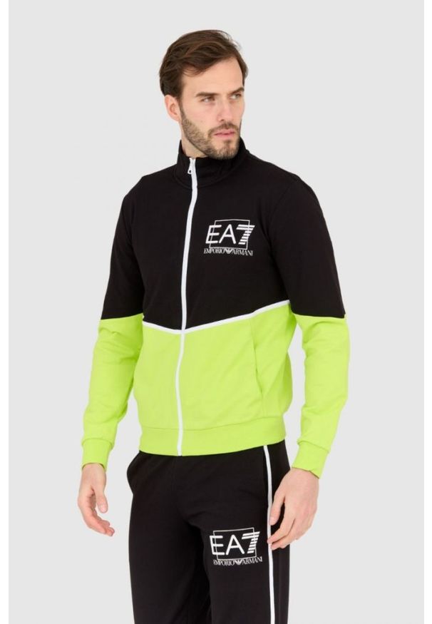 EA7 Emporio Armani - EA7 Dres czarno-zielony. Kolor: czarny. Materiał: dresówka