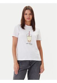 only - ONLY T-Shirt Fun Life 15349901 Biały Regular Fit. Kolor: biały. Materiał: bawełna