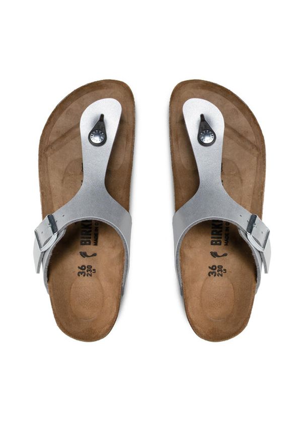 Birkenstock Japonki Gizeh Bs 0043853 Srebrny. Kolor: srebrny. Materiał: skóra